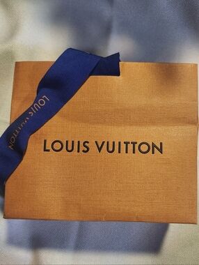 Louis Vuitton Orange Shopping Bag with Blue Ribbon